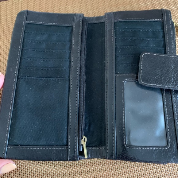 Fossil Black bifold leather wallet top zip wallet - Picture 3 of 7